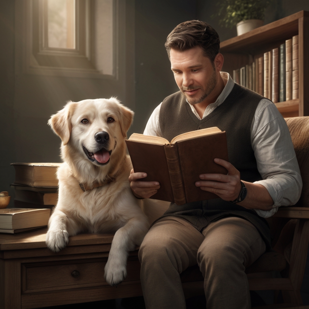 man reading a book to a dog to explain what i chatGPT used for man reading a book to a dog to explain what i chatGPT used for