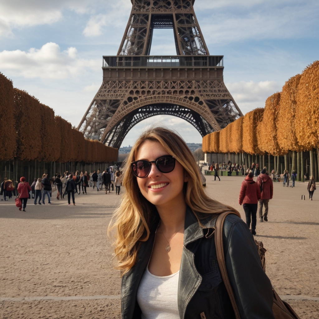 woman in front of eifel tower
